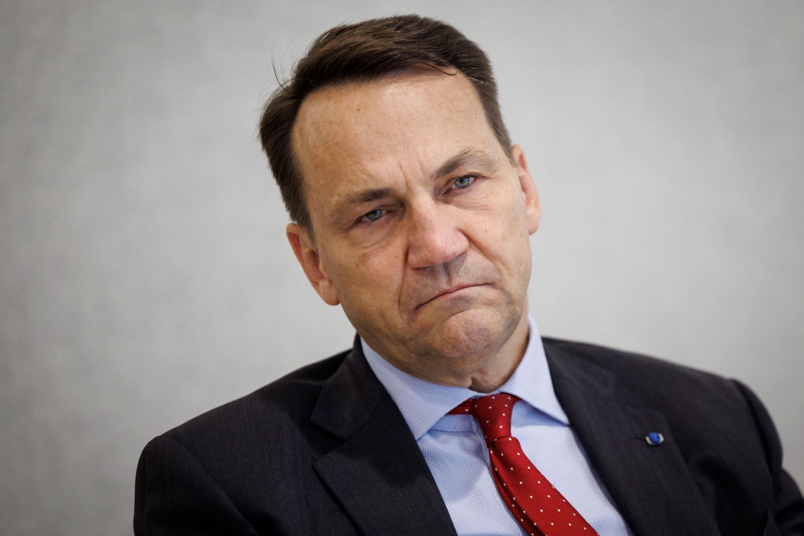 Radoslaw Sikorski, Poland's foreign minister, during an interview in Washington, DC, US, on Friday, Sept. 20, 2024. Poland will ask the European Commission to adjust its recommendations for budget deficit cuts in the coming years due to rebuilding costs after floods hit the country's southwest. Photographer: Ting Shen/Bloomberg via Getty Images