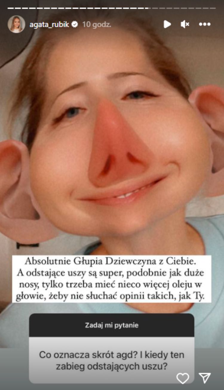 Agata Rubik odpowiada na zaczepkę internautki