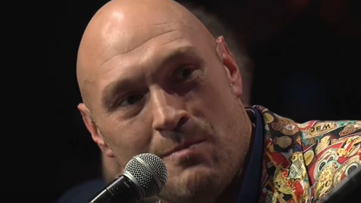 Tyson Fury w czasie konferencji prasowej