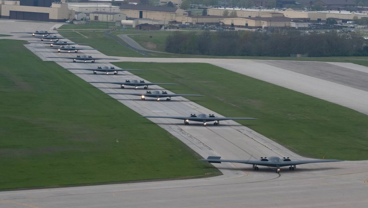 B-2 Spirit aircraft during the "elephant walk"