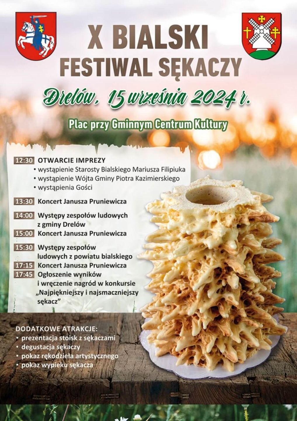 Bialski Festiwal Sękaczy w Drelowie 2024 - plakat, program wydarzenia