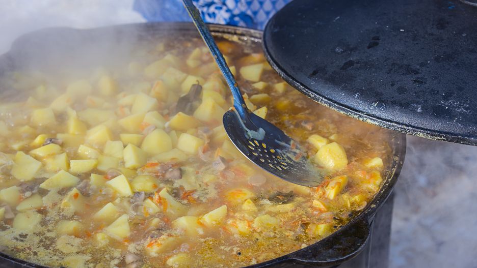 potatoes, stewed in a cauldron, outdoors
potatoes stewed in a boiler, outdoors, feeding homeless people, social problem
campfire, cauldron, cook, food, hot, meat, outdoor, pot, stew, traditional, cuisine, nature, fire, meal, pork, soup, picnic, dinner, cooking, tasty, tourism, bowl, fresh, healthy, lunch, camp, wood, background, delicious, leisure, fireplace, beef, grill, vegetables, hike, vacation, appetizer, gourmet, boiled, party, pan, firewood, open, vegetarian, winter, root, rustic, home, forest, potatoes