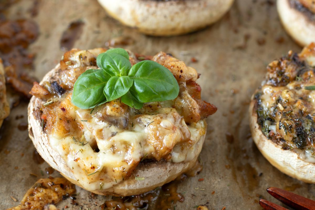 Stuffed mushrooms on the grill