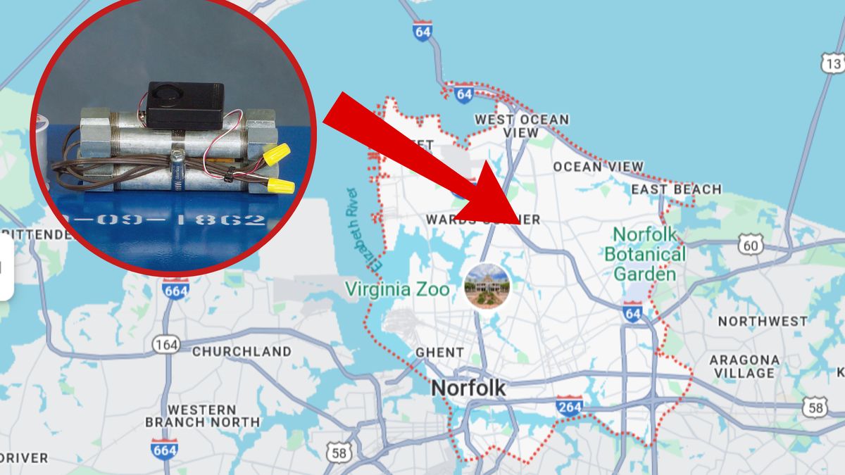 Arsenał domowej roboty znaleziono w Norfolk w Wirginii