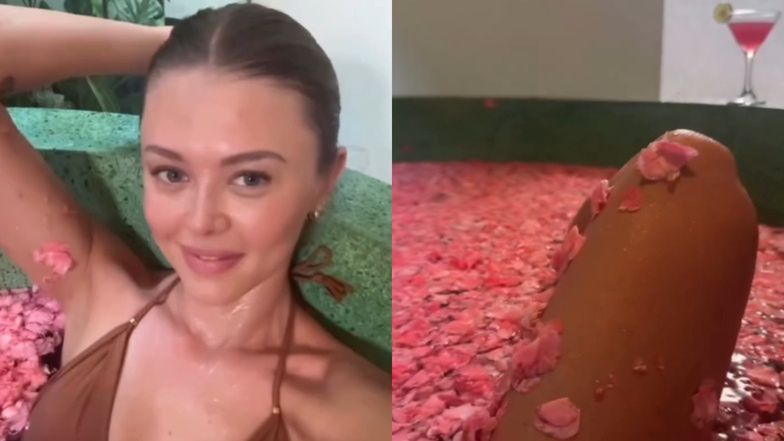 Joanna Opozda wzięła kąpiel w wannie z kwiatami