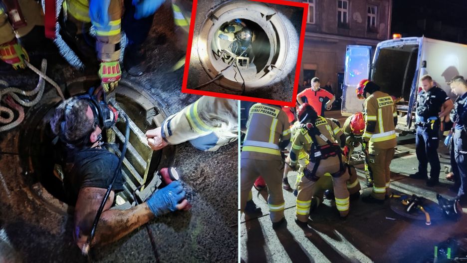 Człowiek uwięziony w kanale