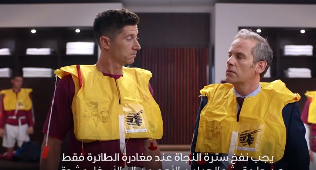 Robert Lewandowski, Neymar Jr. i Cafu uczą się zasad bezpieczeństwa w reklamie Qatar Airways