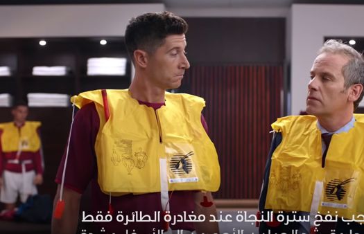 Robert Lewandowski, Neymar Jr. i Cafu uczą się zasad bezpieczeństwa w reklamie Qatar Airways
