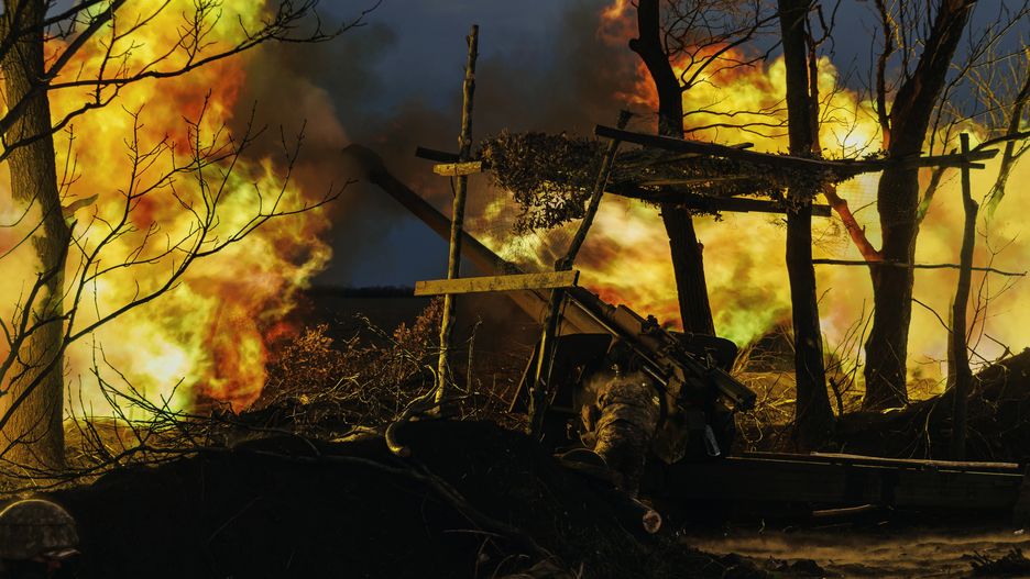 DONETSK OBLAST, UKRAINE - JULY 1: Ukrainian military fire from a 122-mm howitzer D-30 is seen on July 1, 2023 in Donetsk Oblast, Ukraine. On 24 February 2022, Russia invaded Ukraine in an escalation of the Russian-Ukrainian war that started in 2014. The full-scale invasion is the largest military attack in Europe since World War II. (Photo by Oleg Palchyk/Global Images Ukraine via Getty Images)