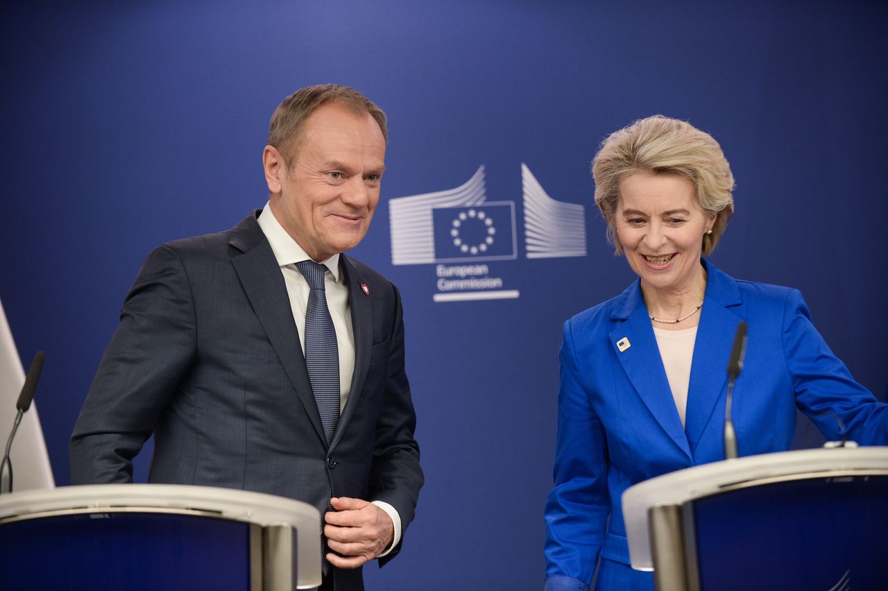 Donald Tusk i szefowa Komisji Europejskiej Ursula von der Leyen