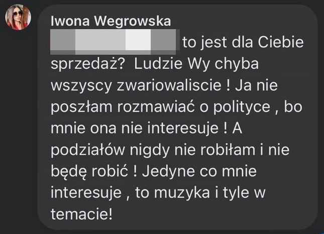 Iwona Węgrowska nie jest zadowolona z faktu, że pod jej adresem padły liczne oskarżenia