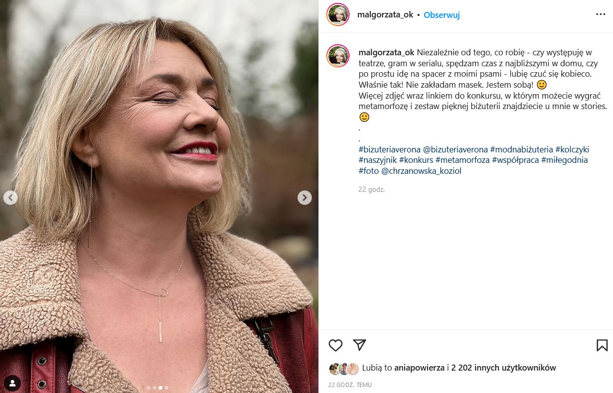 Małgorzata Ostrowska-Królikowska reklamuje biżuterię