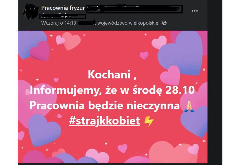 Pani Agata informuje o zamknięciu zakładu