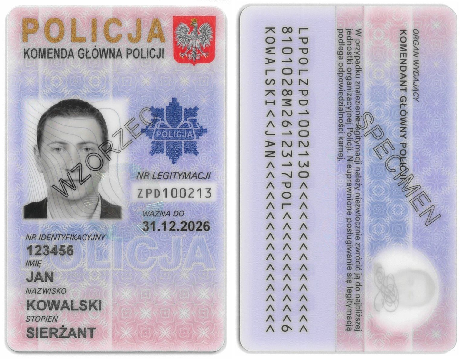 Wzór policyjnej legitymacji ważnej od 1 stycznia 2023 r. 