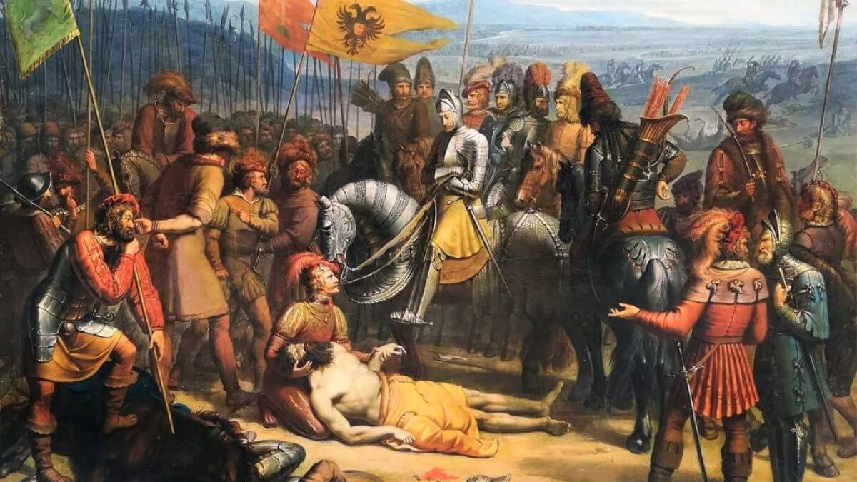 Śmierć Przemysła II Ottokara. Obraz Antona Pettera