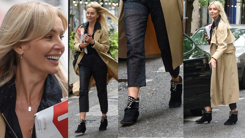 Jesienna Agnieszka Woźniak-Starak przed studiem "Dzień dobry TVN"