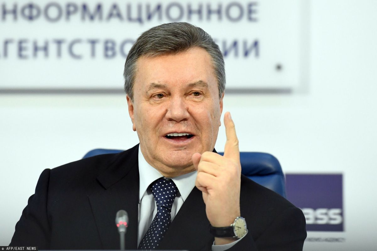 Były prezydent Ukrainy Wiktor Janukowycz na konferencji prasowej w 2018 roku 