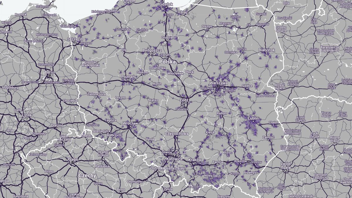 Mapa zasięgu 5G w Play