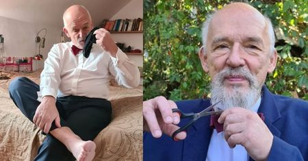 Koronasceptyczny Janusz Korwin-Mikke WĄCHA SKARPETY na Instagramie. "Albo wziąłem czyste, ALBO MAM KORONAWIRUSA"
