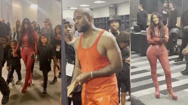 Odziana w obcisły kombinezon Kim Kardashian WSPIERA Kanye Westa na imprezie w Atlancie