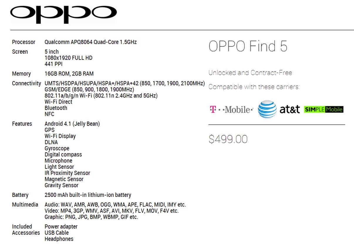 Oppo Find 5 | fot. oppousa.com