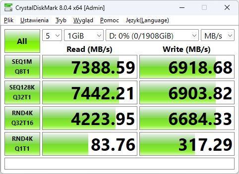 Kingston KC3000 2TB - CrystalDiskmark