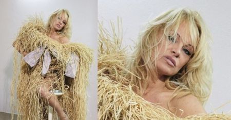 Pamela Anderson pozuje w sukience ze słomy (ZDJĘCIA)