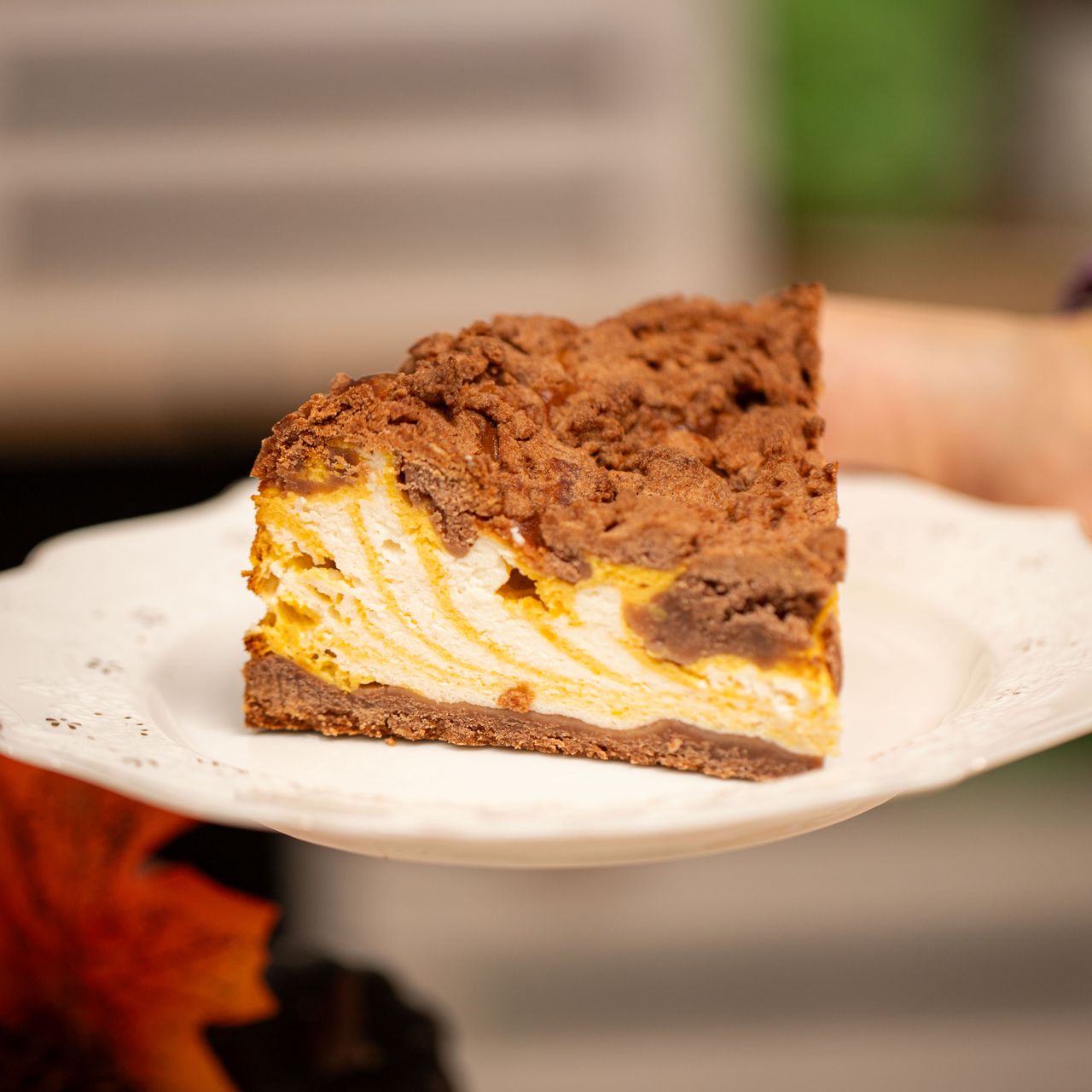 Pumpkin zebra cheesecake