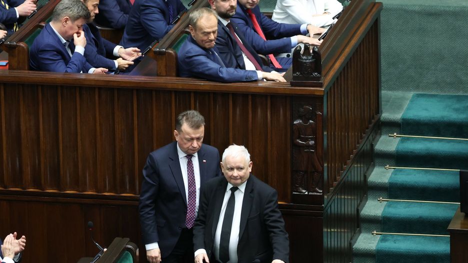 9. posiedzenie Sejmu X kadencji
12.04.2024 Warszawa 9. posiedzenie Sejmu X kadencji Fot. Jacek Dominski/REPORTER
N/z: Jaroslaw Kaczynski, Mariusz Blaszczak, Jan Grabiec, Donald Tusk, Wladyslaw Kosiniak-Kamysz
Jacek Dominski/REPORTER