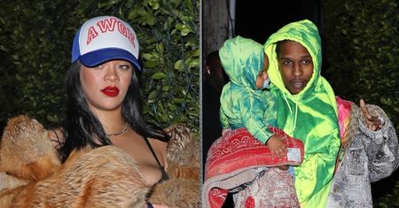 Futrzasta Rihanna i neonowy ASAP Rocky wędrują z synem do włoskiej knajpy (ZDJĘCIA)