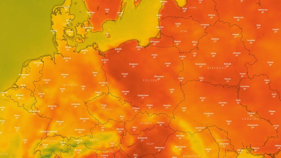 Nadchodzą upały mapa pogody