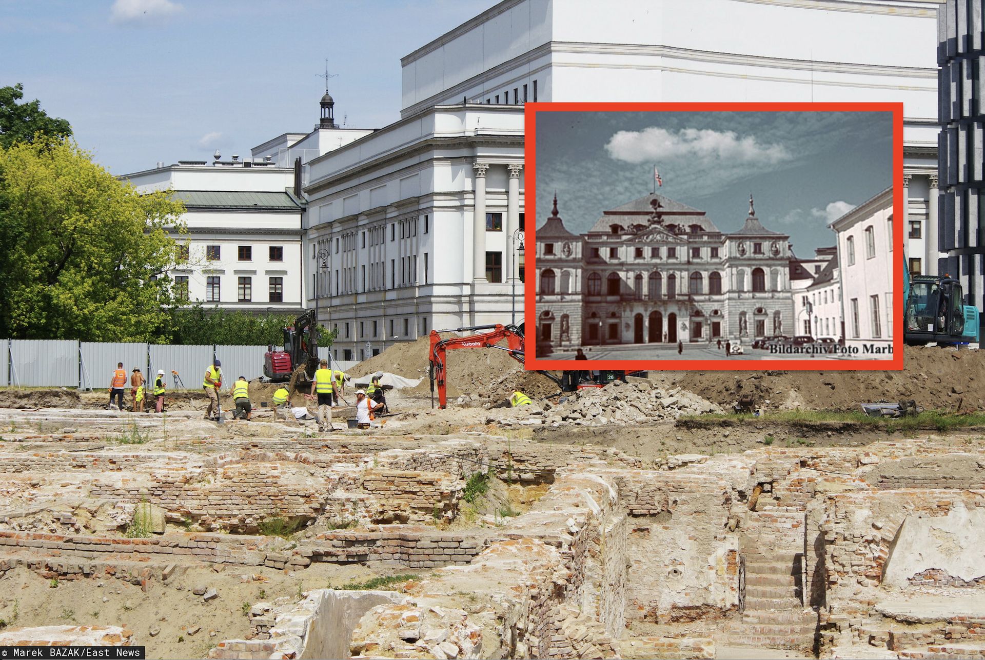 Pamiątki z przeszłości. realizowane są wykopaliska wokół Pałacu Brühla w stolicy