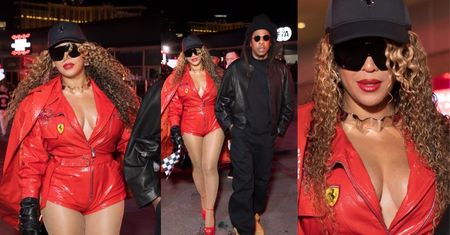 Beyonce odsłania "walory" w kusym wdzianku, lansując się z Jayem-Z na Grand Prix F1 w Las Vegas (ZDJĘCIA)
