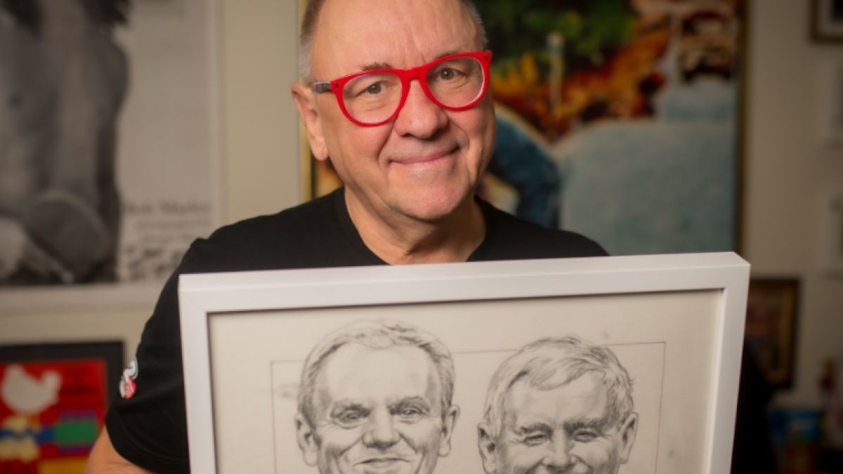 Rysunek przedstawia Tuska i Kaczyńskiego