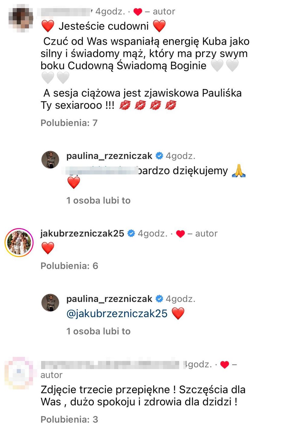 Posty na instagramowym profilu Pauliny Rzeźniczak