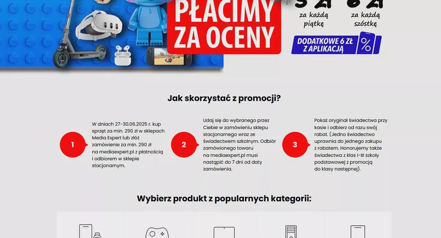 Akcja "Płacimy za oceny" w Media Expert. Jest skarga Rzeczniczki Praw Dziecka