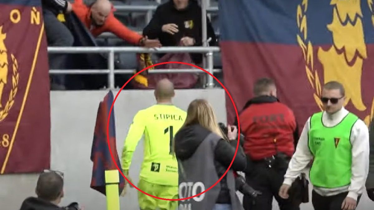 Dante Stipica przed skokiem na trybuny