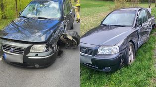 Strzyżewice: Dwa Volvo jechały z naprzeciwka. Zderzyły się na drodze wojewódzkiej nr 834