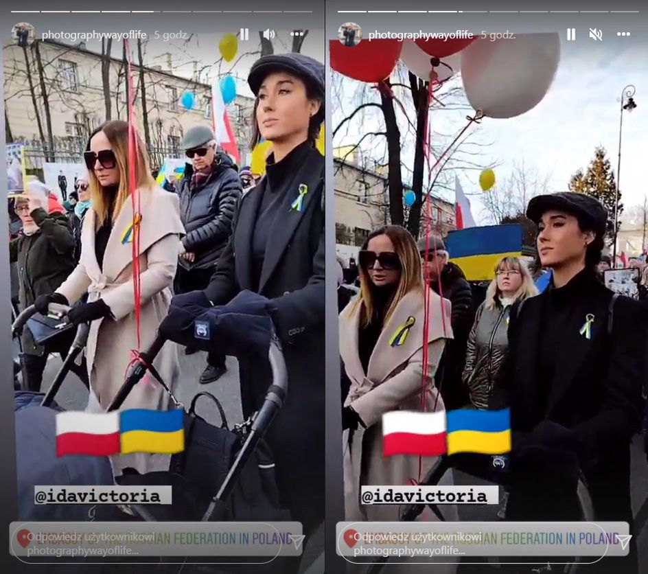 Ida Nowakowska i Joanna Kurska na proteście przeciwko wojnie w Ukrainie 