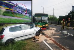 21-latek z impetem wjechał w autobus. Wypadek na Śląsku nagrała kamera
