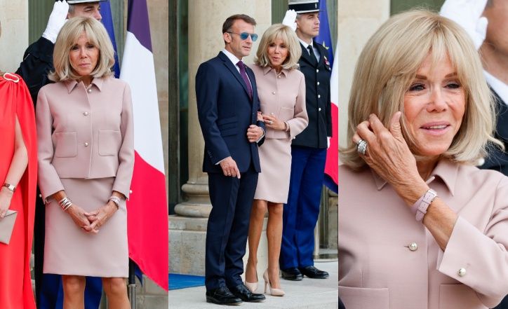 Brigitte i Emmanuel Macronowie witają królewską parę