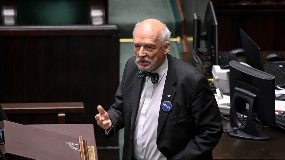 Koronawirus w Polsce. Janusz Korwin-Mikke (Konfederacja) w Sejmie (zdj. arch.)