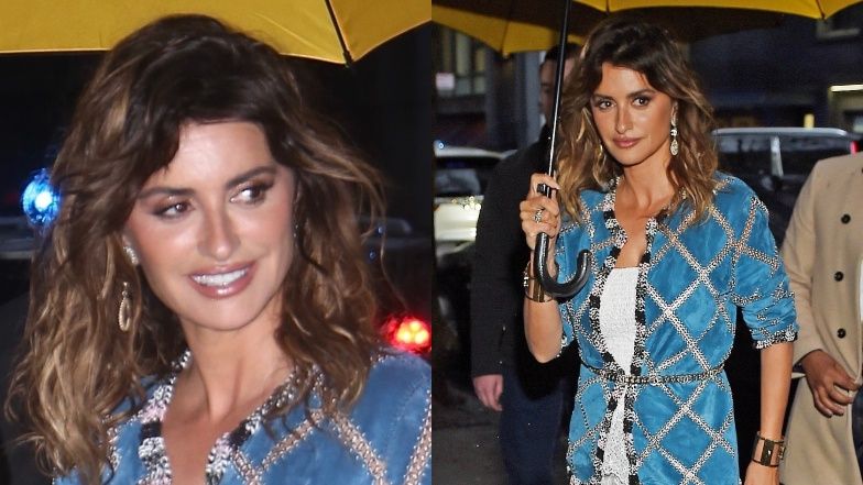 Elegancka Penelope Cruz przemyka w strugach deszczu na imprezę do Anny Wintour przed Met Galą (ZDJĘCIA)
