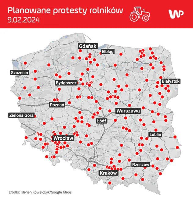 Piątkowe protesty rolników