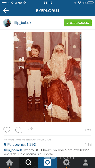 Filip Bobek z Mikołajem na Instagramie