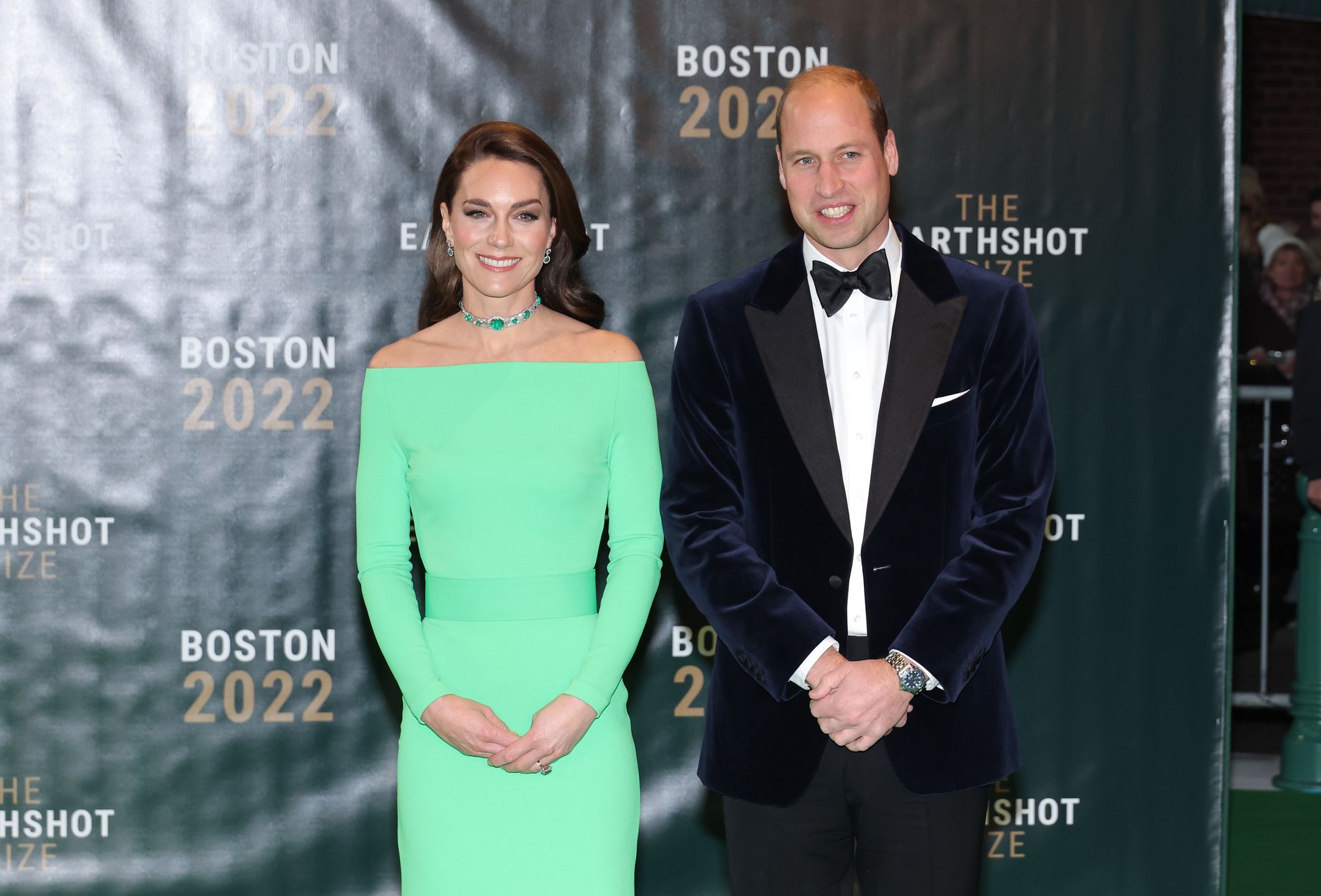 Kate Middleton i książę William na zielonym dywanie 2022 Earthshot Prize