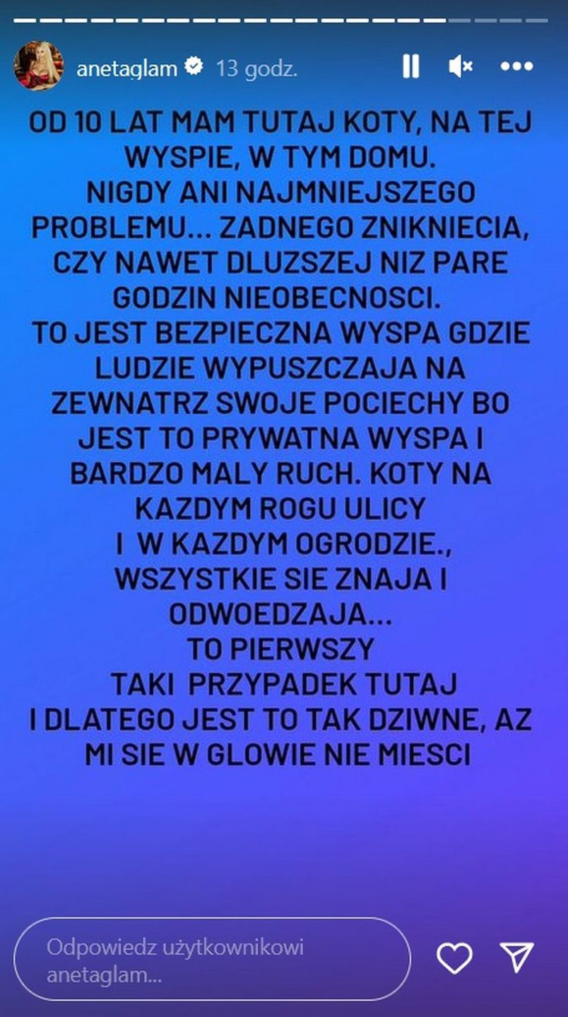 Wiadomość Anety Glam do fanów