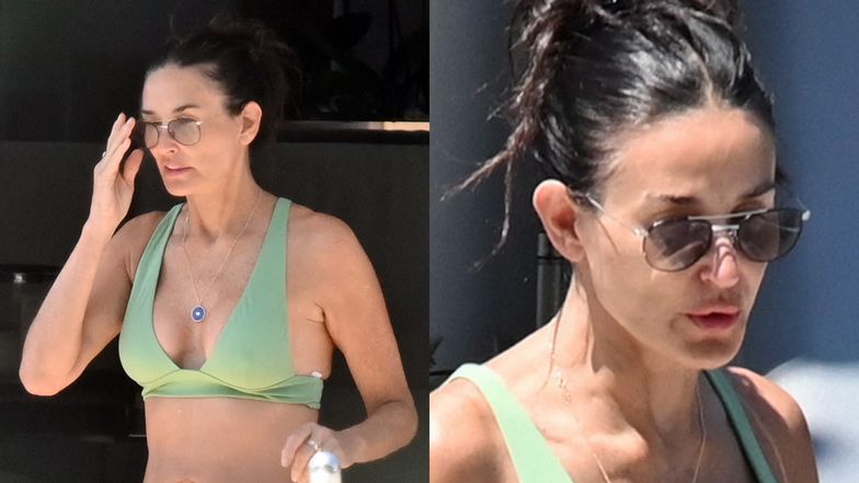 Demi Moore prezentuje IMPONUJĄCĄ FORMĘ w zielonym bikini podczas wakacji na jachcie w Grecji. Widać, że ma 60 lat? (ZDJĘCIA)