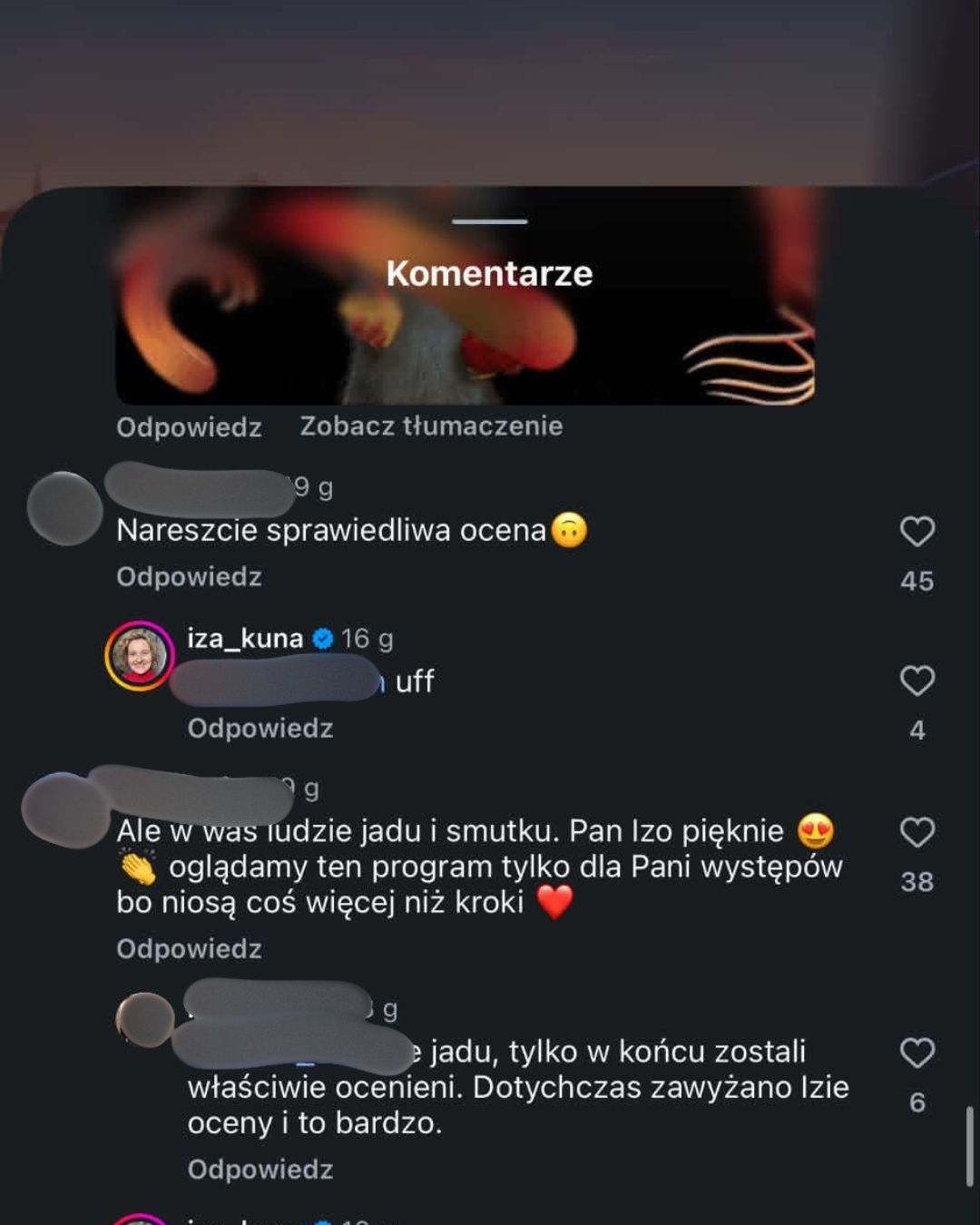 Izabela Kuna odpala się na internautów po TzG
