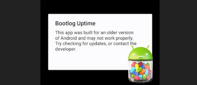 Informacja o uruchamianiu aplikacji przeznaczonej dla starszych wersji systemu Androida. Źródło: GSM Arena.